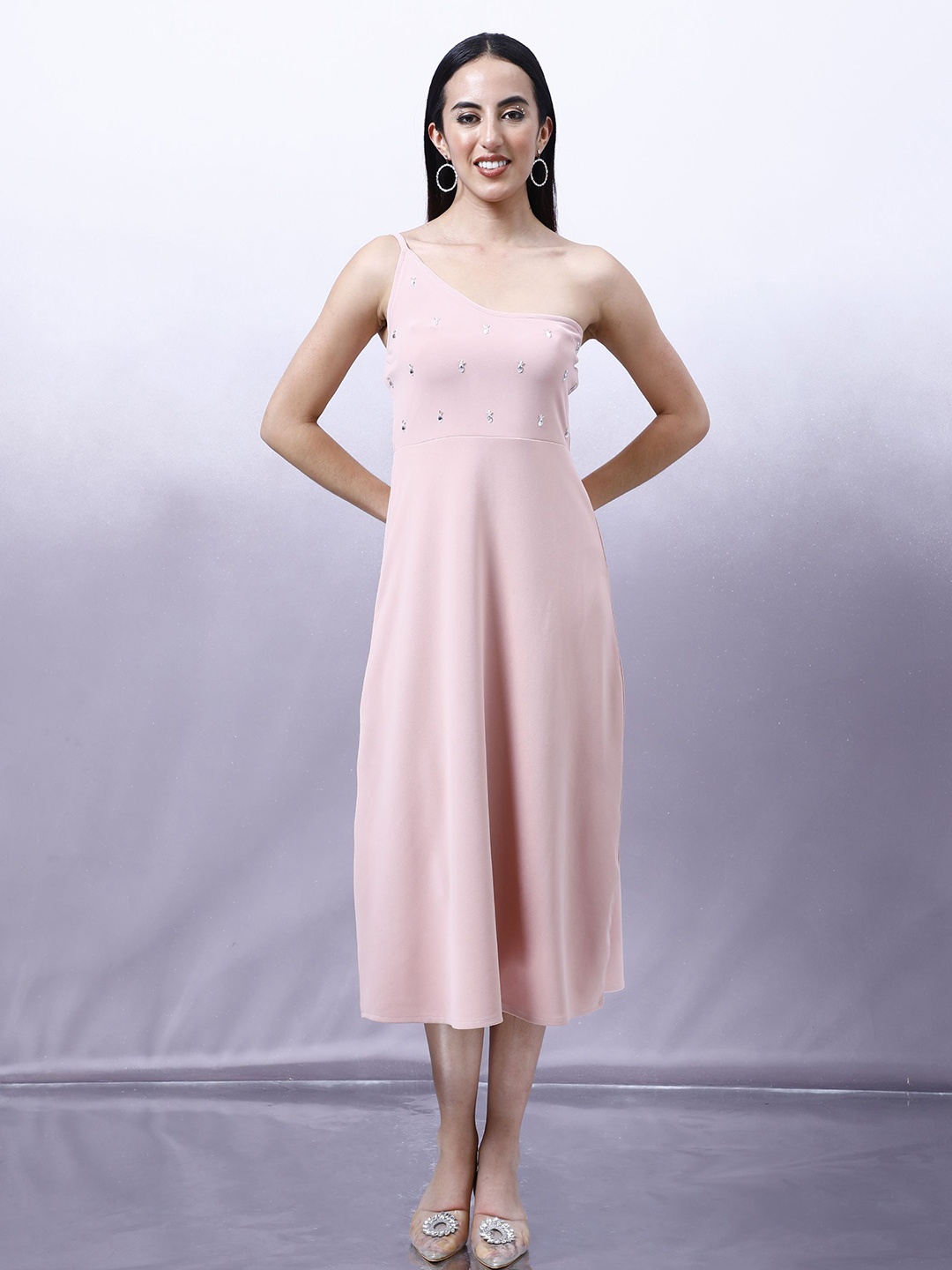 

Shally Bhasin by Athena Women Embellished Fit & Flare Midi Dress, Pink