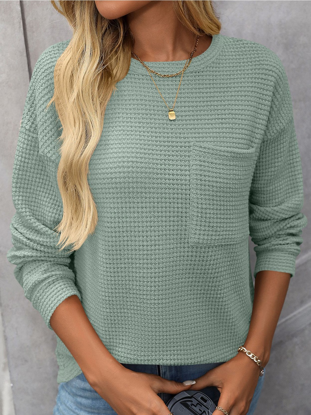 

StyleCast x Revolte Women Round Neck Sweatshirt, Green