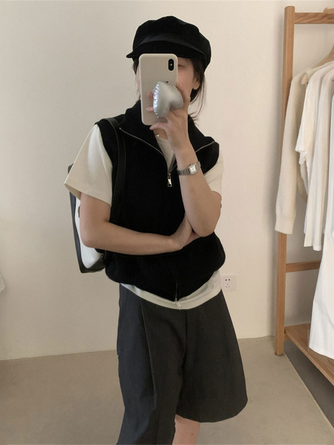 

StyleCast Women Sleeveless Front-Open Sweater, Black