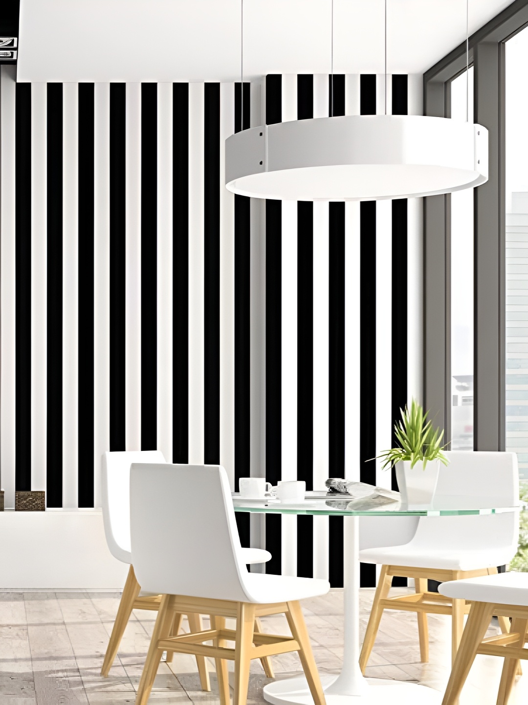

Asian royal White & Black Stiped Printed Self Adhesive Waterproof Wall Sticker