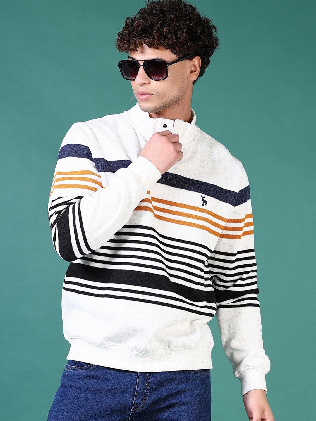 

V-Mart Men Striped Henley Neck Pullover Sweatshirt, Grey