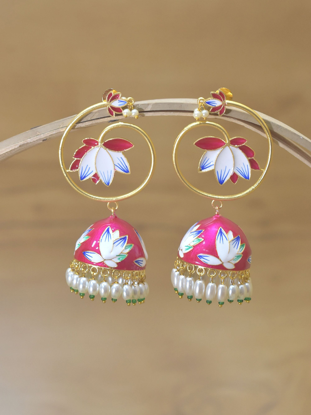 

TISHUL JEWELS Contemporary Jhumkas Earrings, Rose gold
