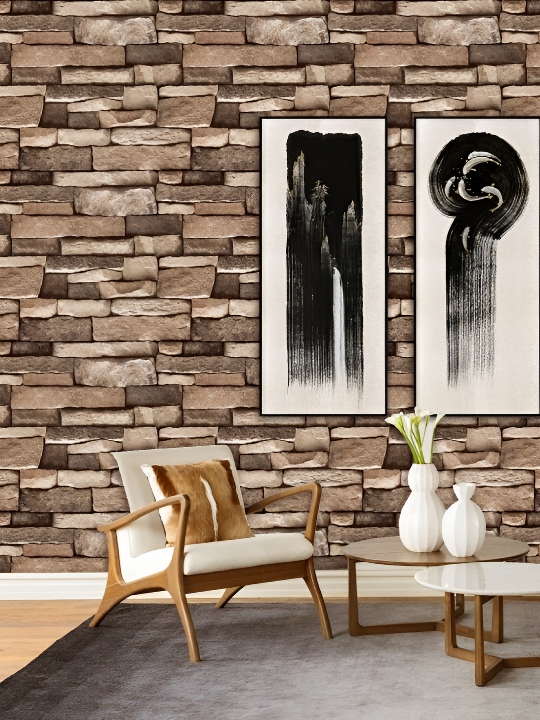 

Asian royal Brown & Beige Abstract Printed Waterproof Wallpaper