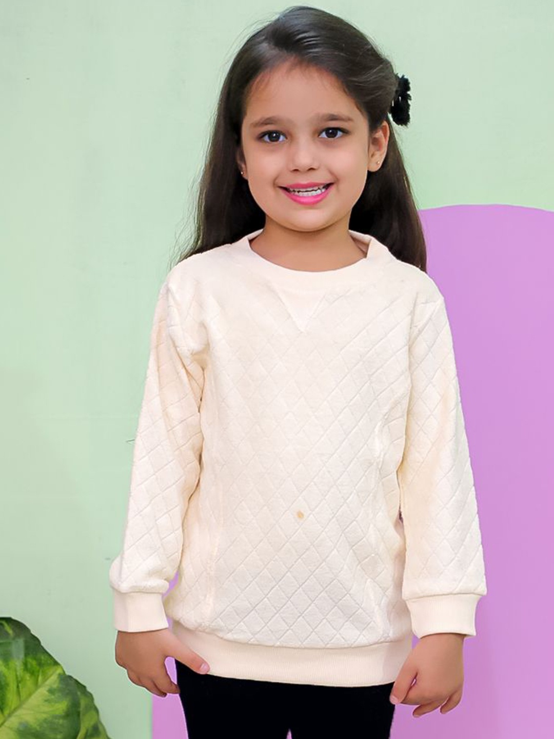 

The Mom Store Kids Round Neck Long Sleeves Sweatshirt, Off white
