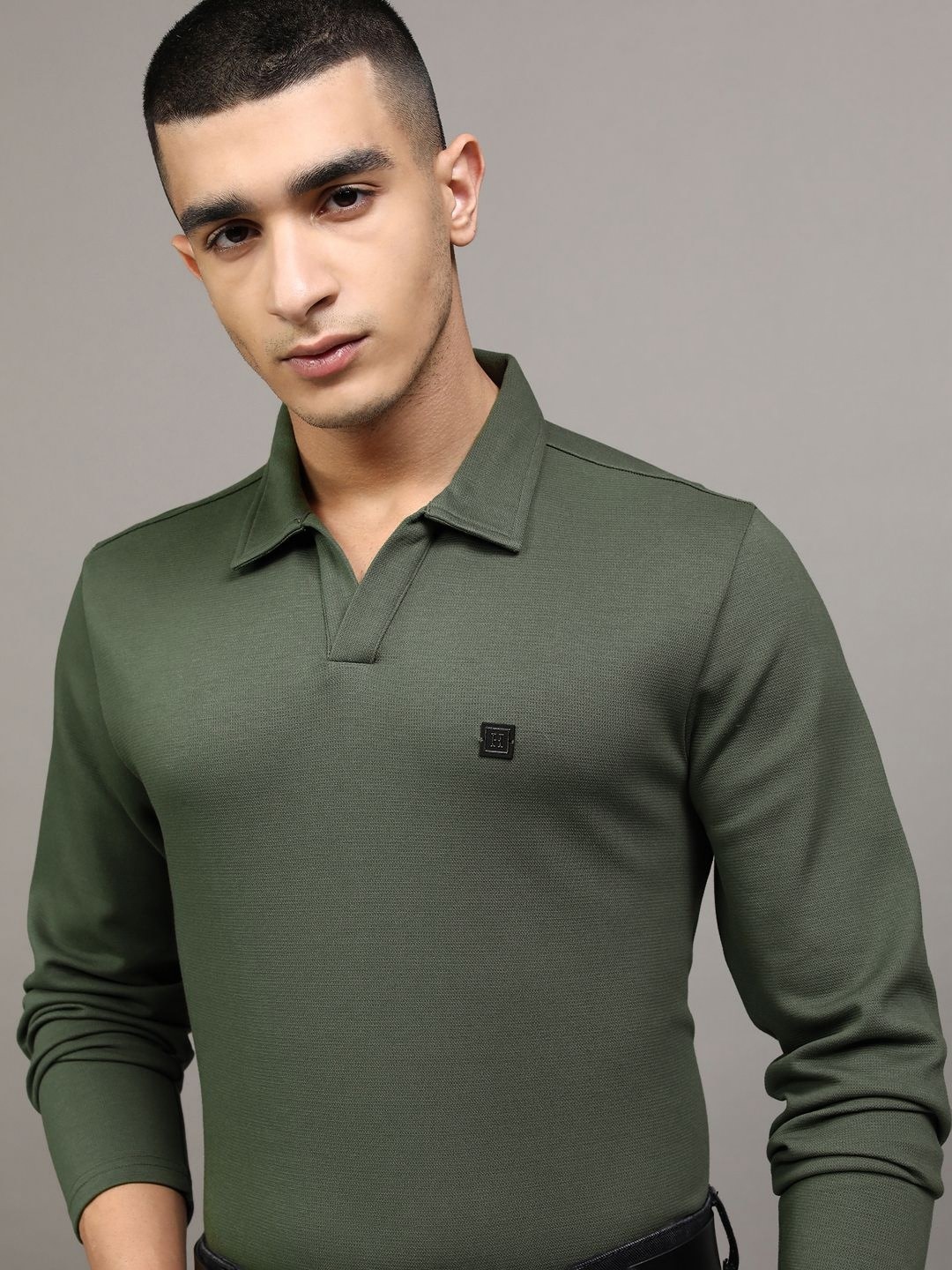 

HIGHLANDER Men Polo Collar T-shirt, Olive