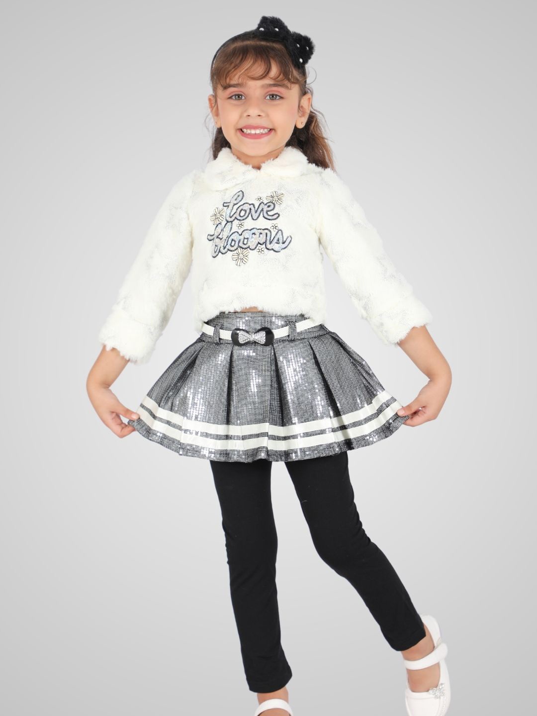 

Little Dolly Girls Top with Skirt & Leggings, White