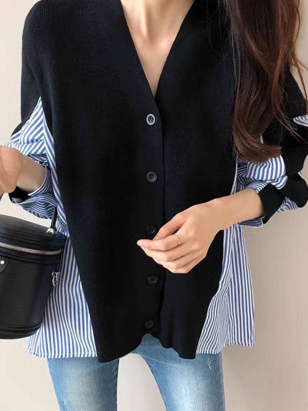 

StyleCast Women Striped Front-Open Sweaters, Black