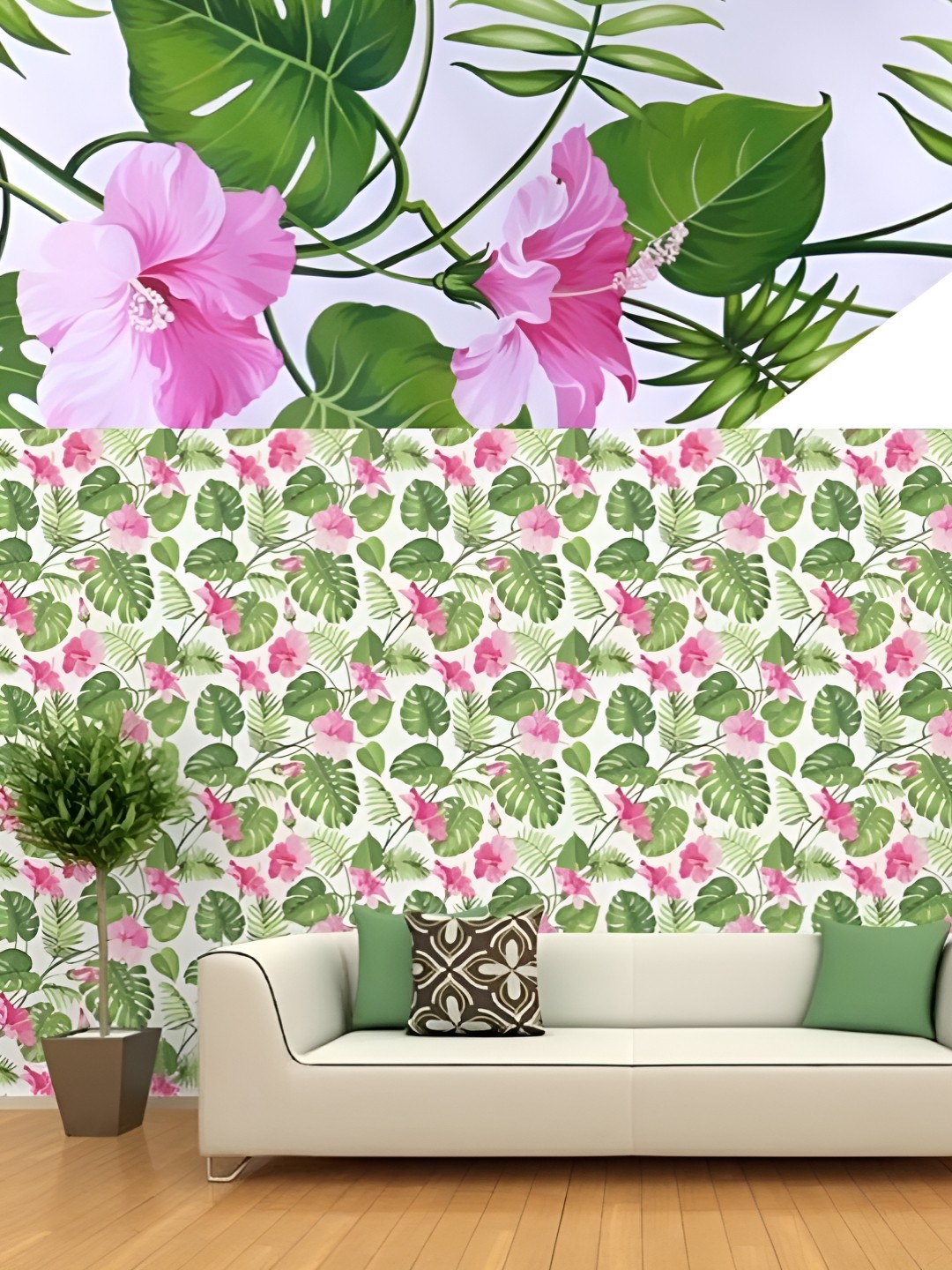 

Asian royal Green & White Printed Waterproof Wallpaper
