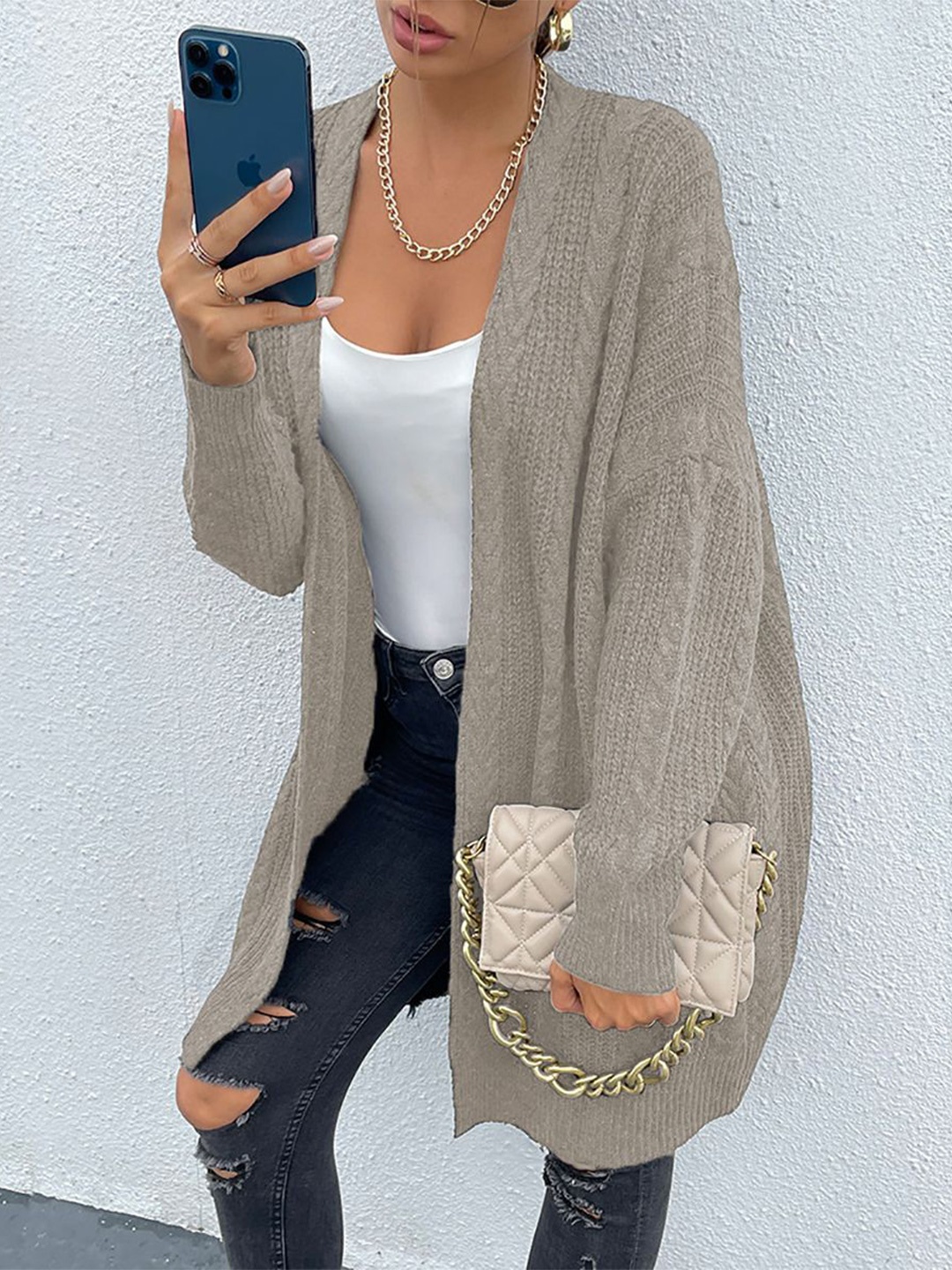 

StyleCast x Revolte Women Longline Shrug, Grey