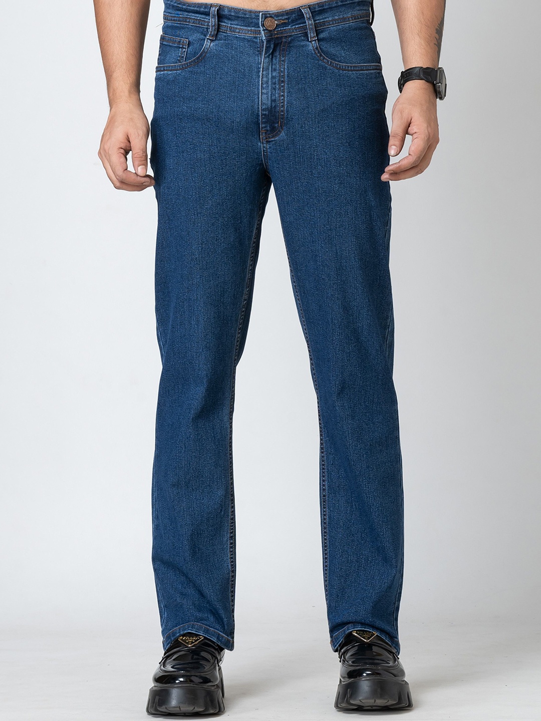 

AFLASH Men High-Rise Light Fade Jeans, Blue