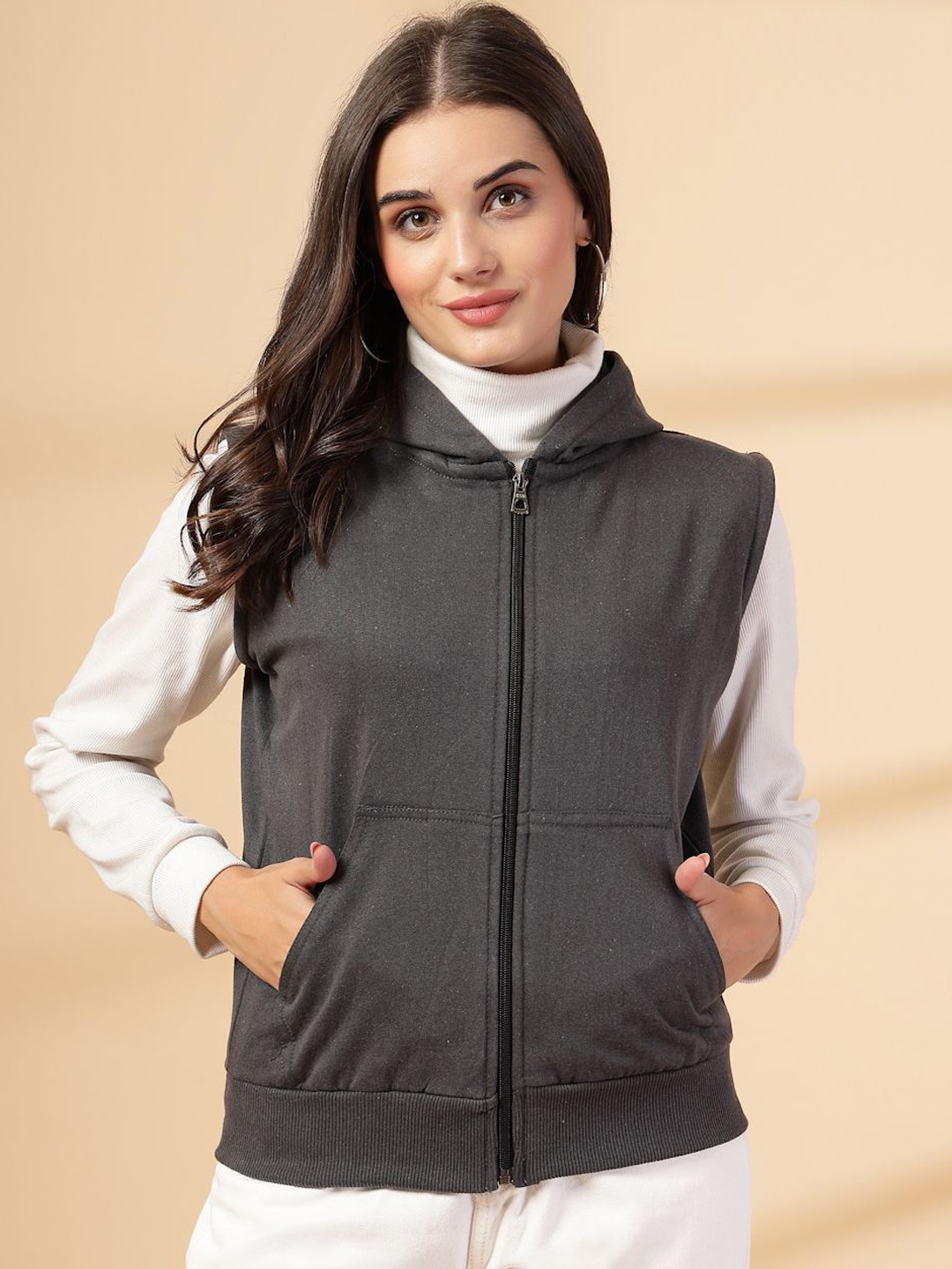 

UZARUS Women Lightweight Sporty Jacket, Grey melange