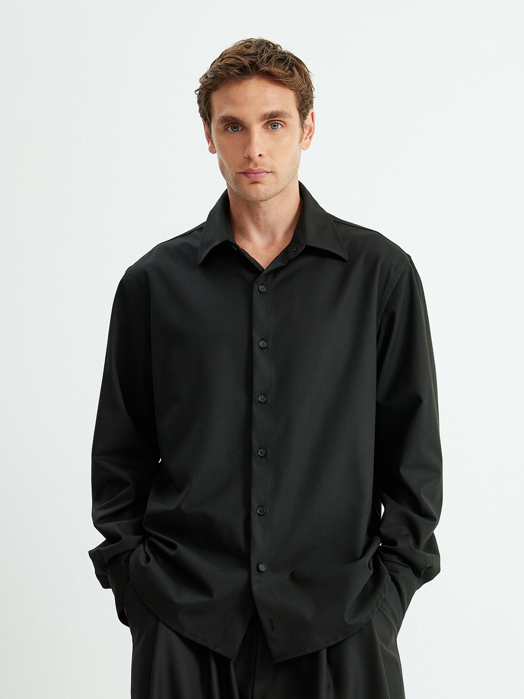 

Koton Men Slim Fit Opaque Casual Shirt, Black