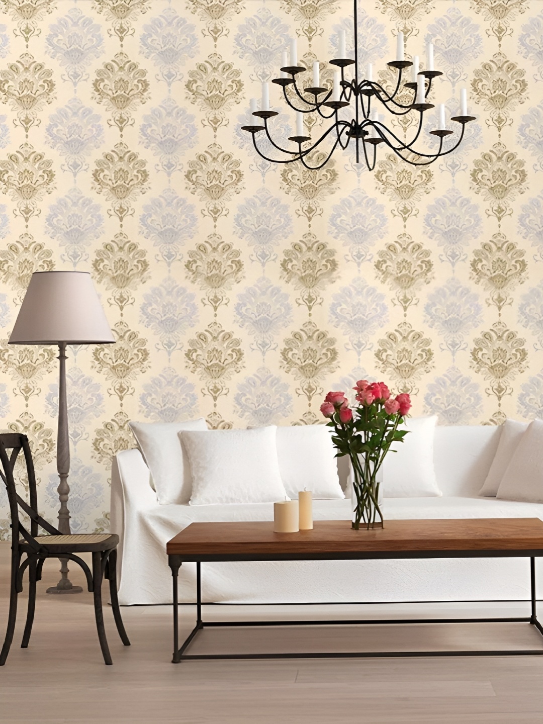 

Asian royal Cream & Grey Printed Wall Stickers