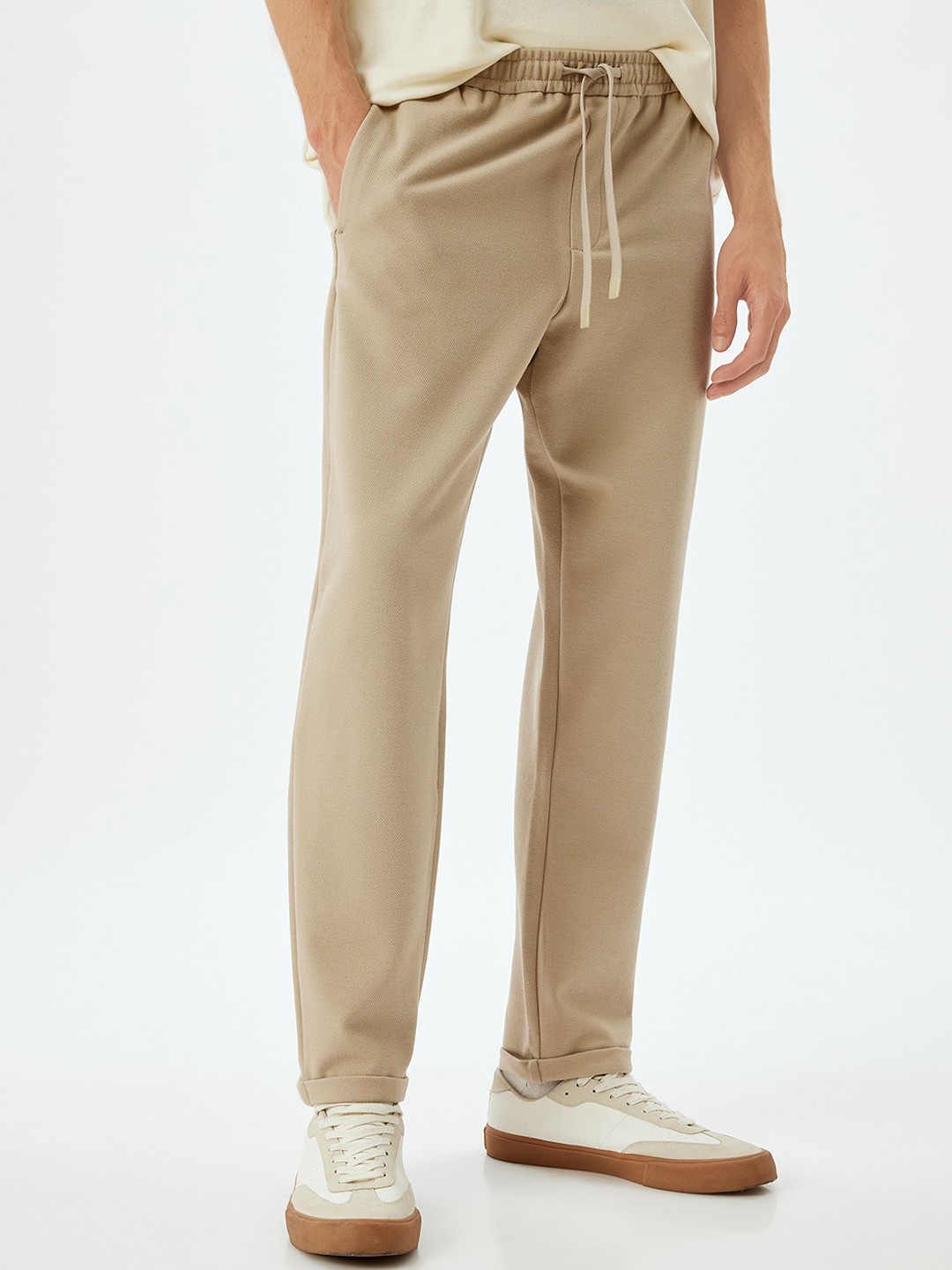 

Koton Men Slim Fit Mid-Rise Regular Trousers, Beige