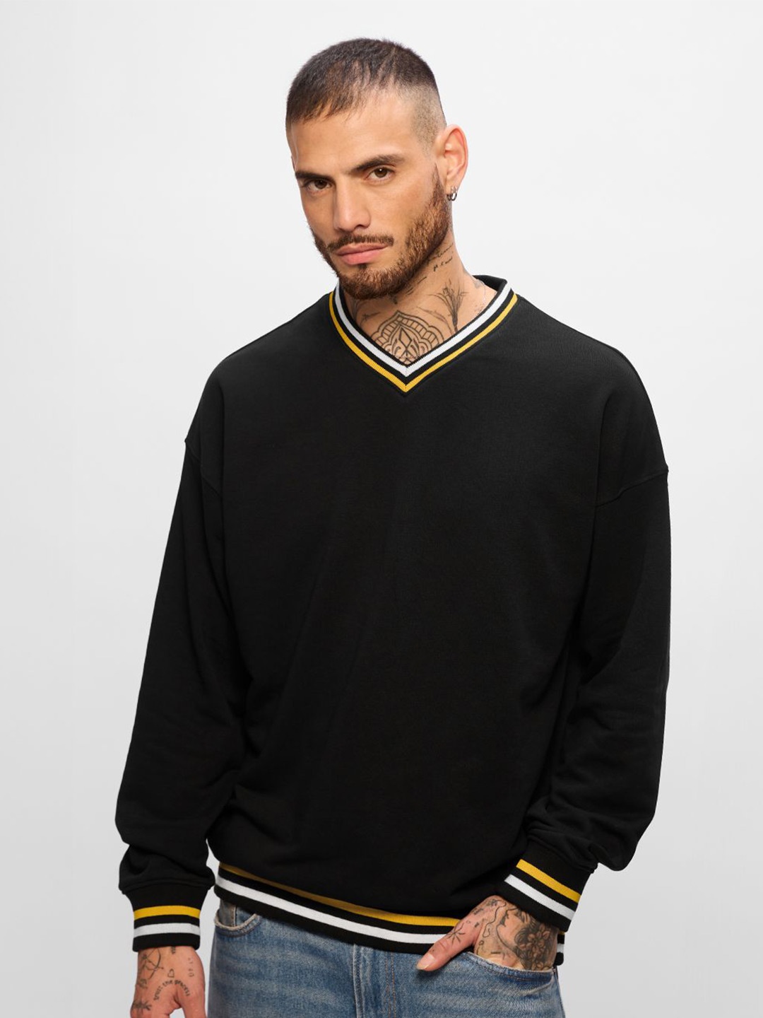 

The Souled Store Men Pullover Sweatshirt, Black