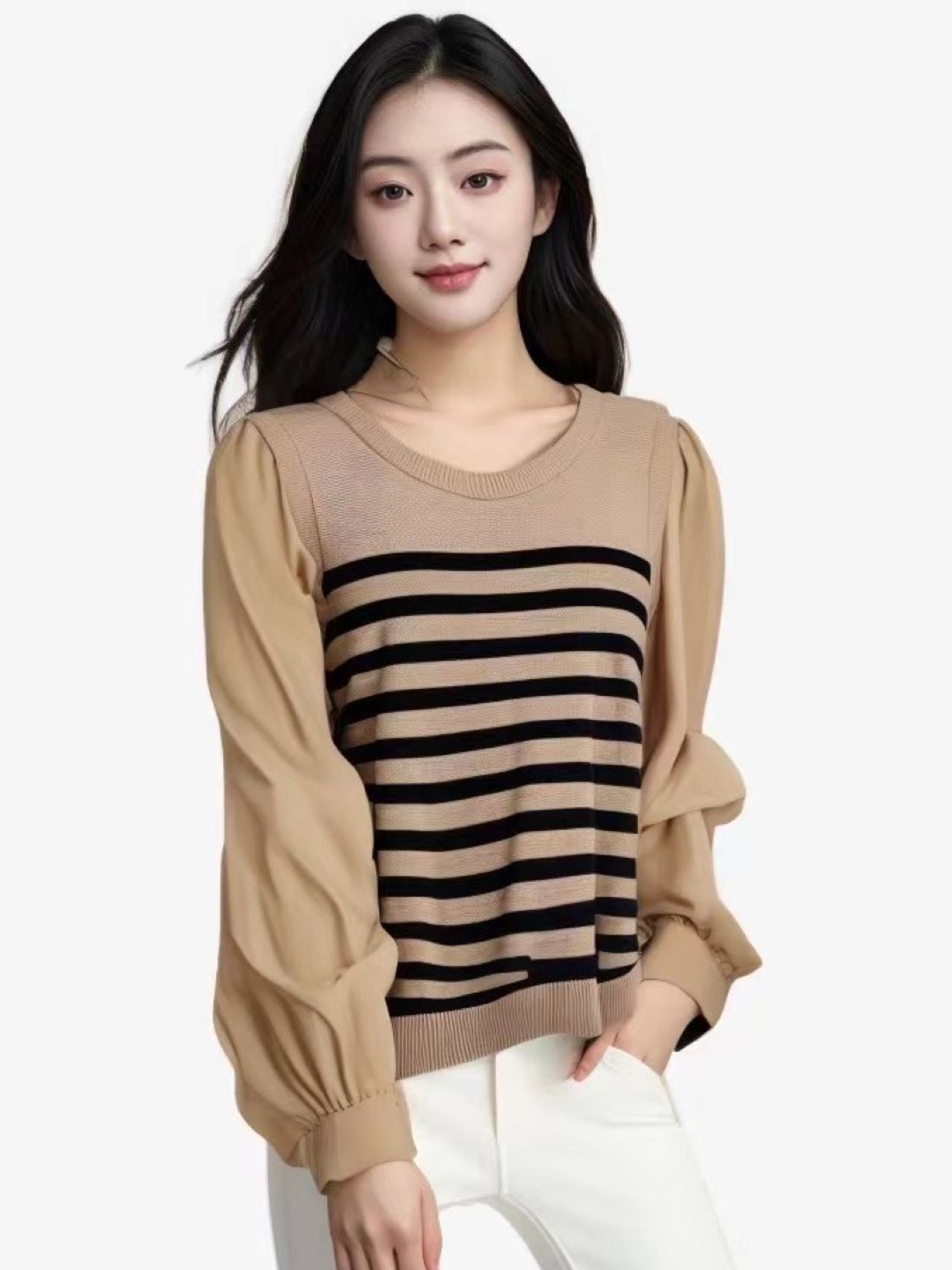 

StyleCast Women Striped Sweater Vest, Khaki