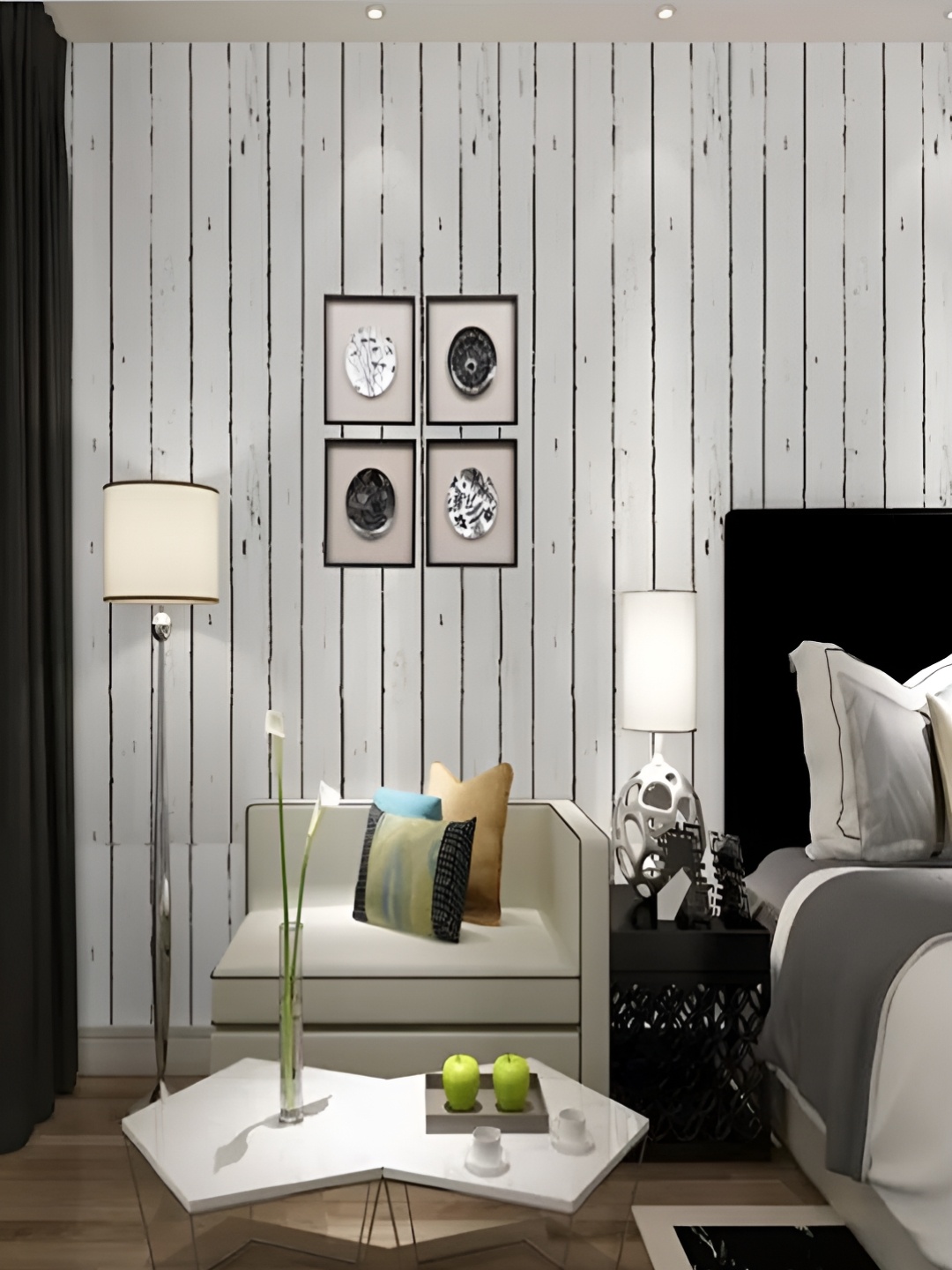 

Asian royal White & Black Printed Waterproof Wallpaper