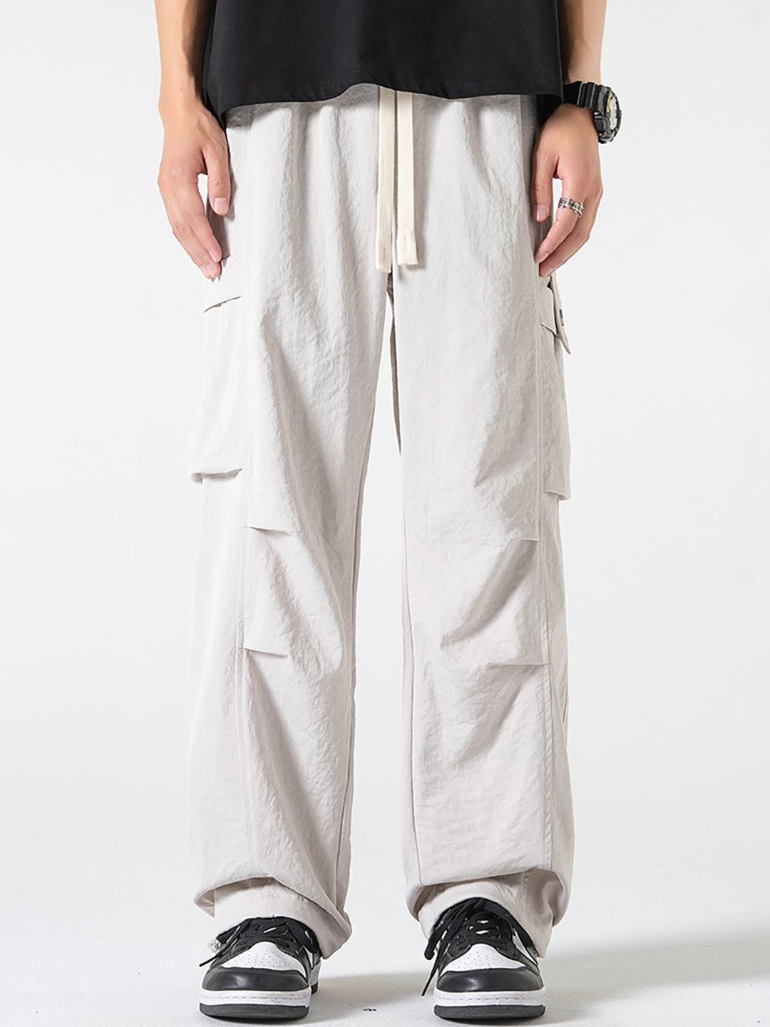 

StyleCast x Revolte Men Cotton Loose Fit Easy Wash Pleated Trousers, White