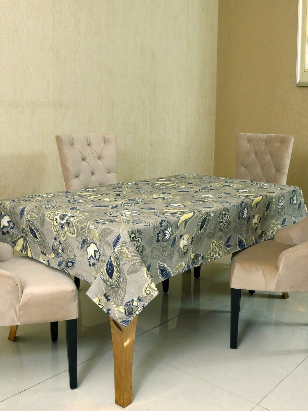 

BILBERRY Furnishing by preeti grover Green Floral Cotton 6-Seater Table Cover