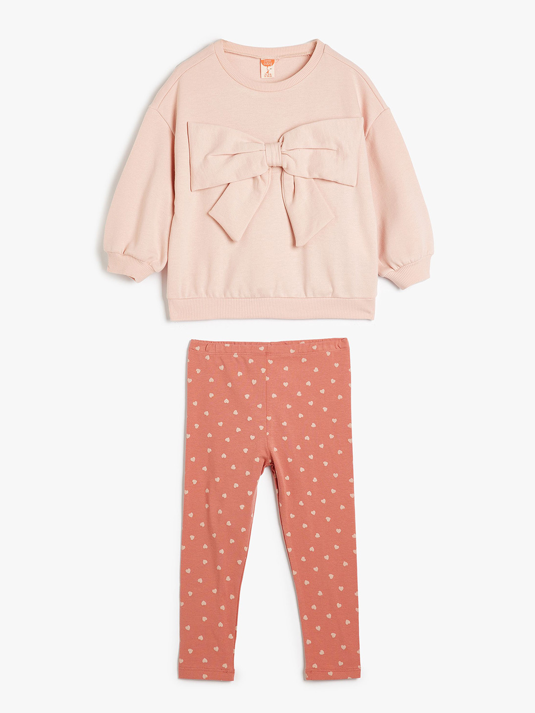 

Koton Girls Round Neck Sweatshirt & Trousers, Beige