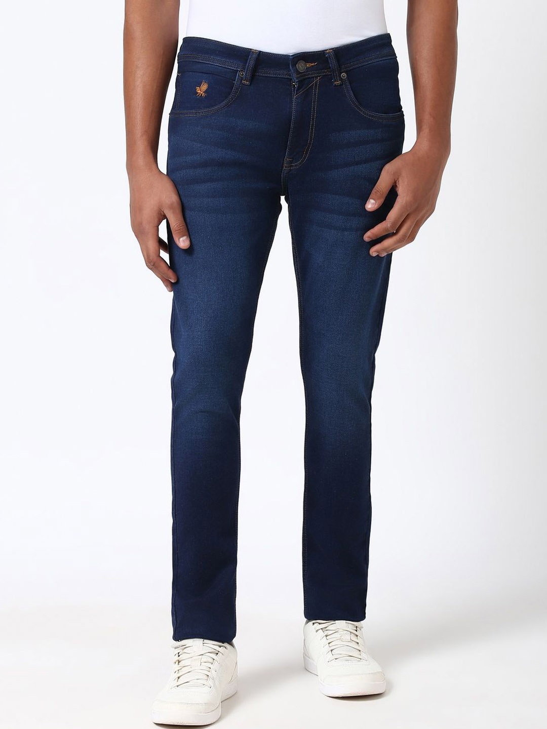 

Peter England Casuals Men Mid-Rise Slim Fit Light Fade Jeans, Navy blue