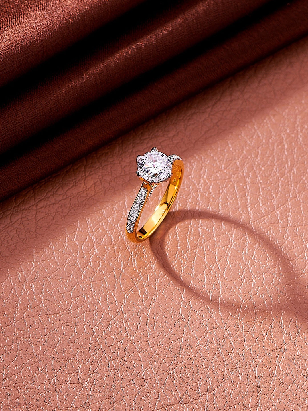 

Nipura 925 Sterling Silver Gold-Plated Stone-Studded Finger Ring