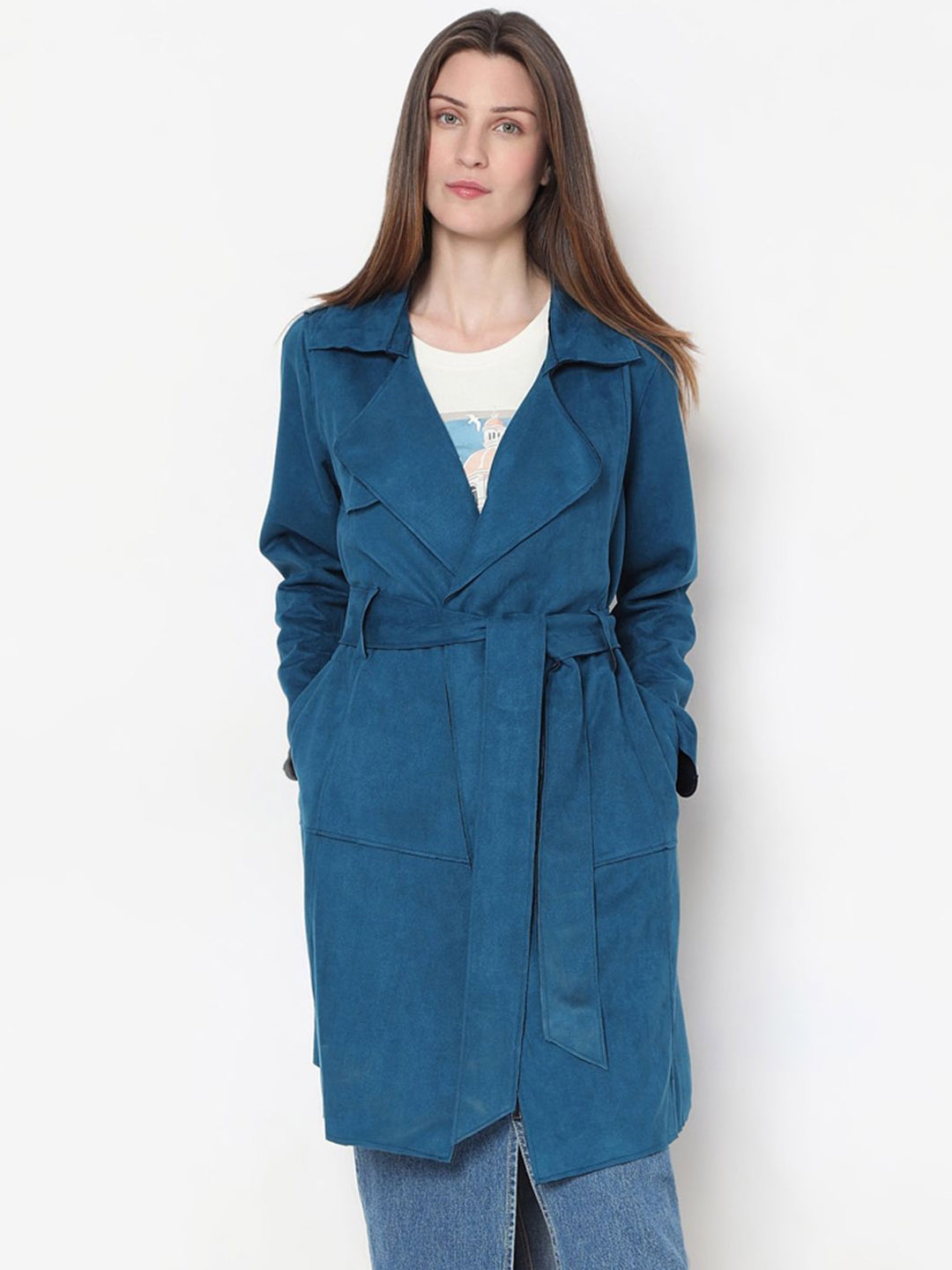 

Vero Moda Women Front Open Overcoat, Blue