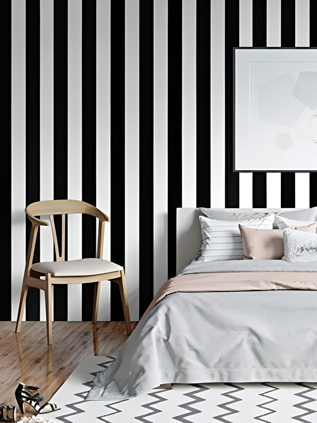 

Asian royal Black & White Striped Waterproof Decals and Stickers