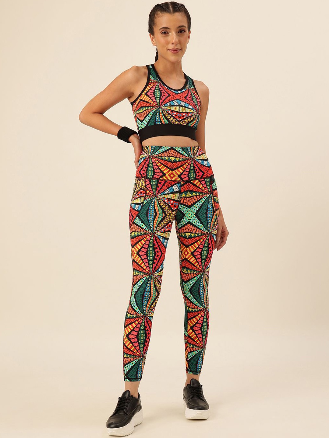 

CUKOO Women Geometric Printed Sleeveless Tracksuits, Yellow