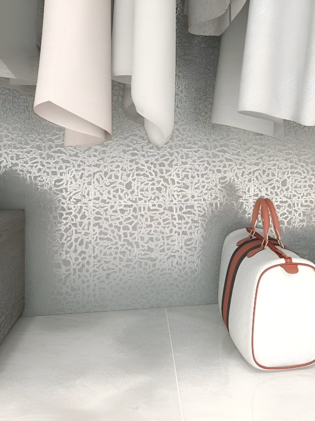 

Asian royal Grey & White Printed Waterproof Wallpaper