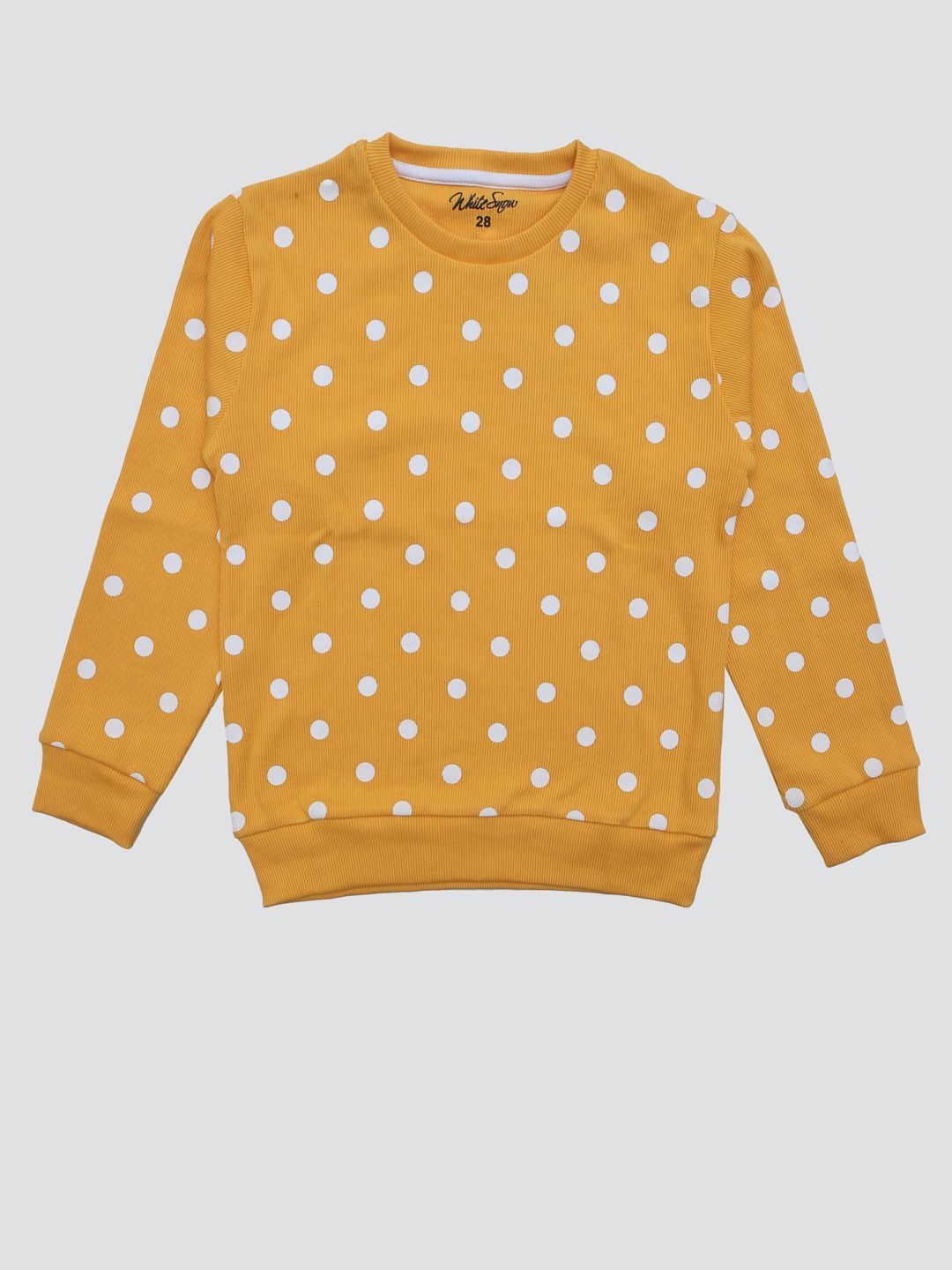 

White Snow Girls Geometric Printed Sweatshirt, Yellow