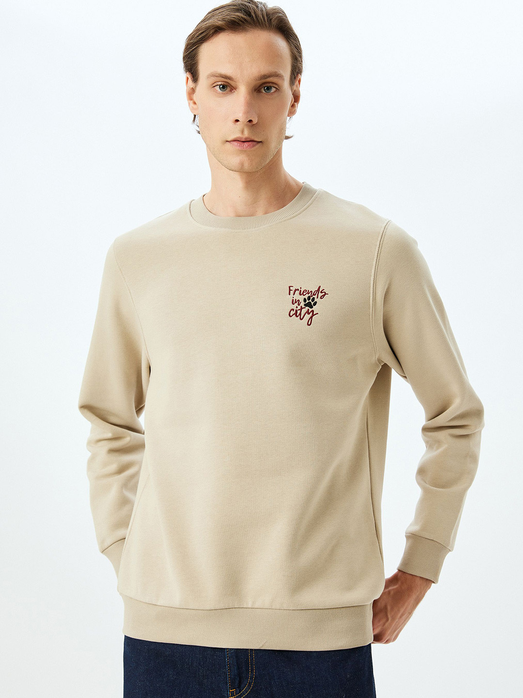 

Koton Men Long Sleeves Round Neck Sweatshirt, Beige