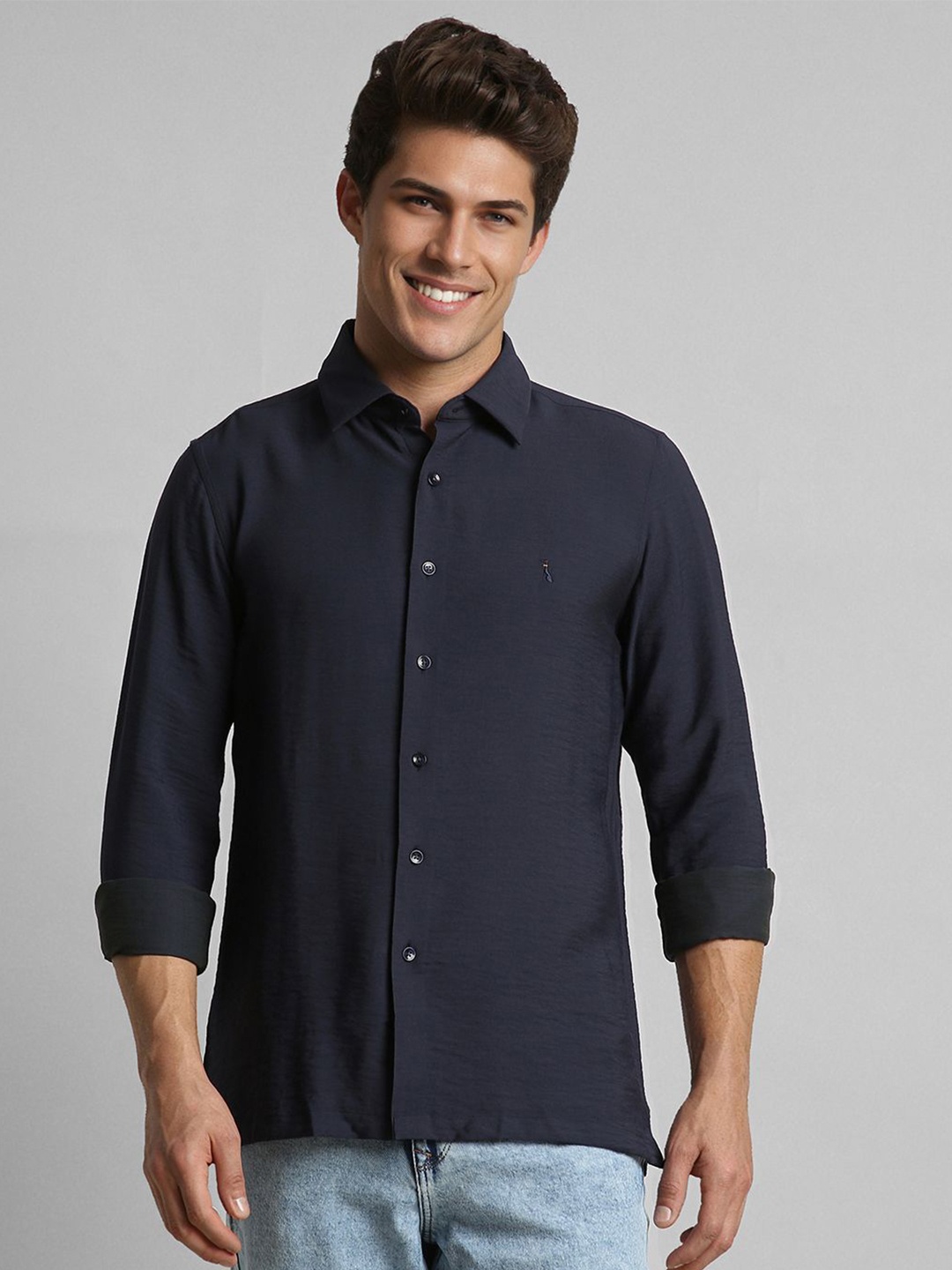 

SIMON CARTER LONDON Men Slim Fit Opaque Casual Shirt, Navy blue