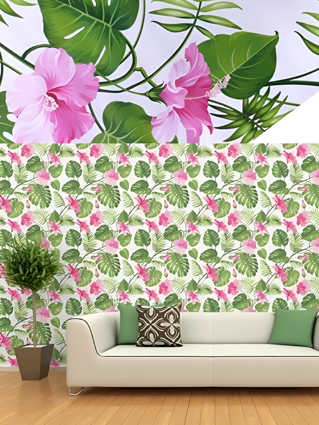 

Asian royal White & Pink Printed Waterproof Wallpaper