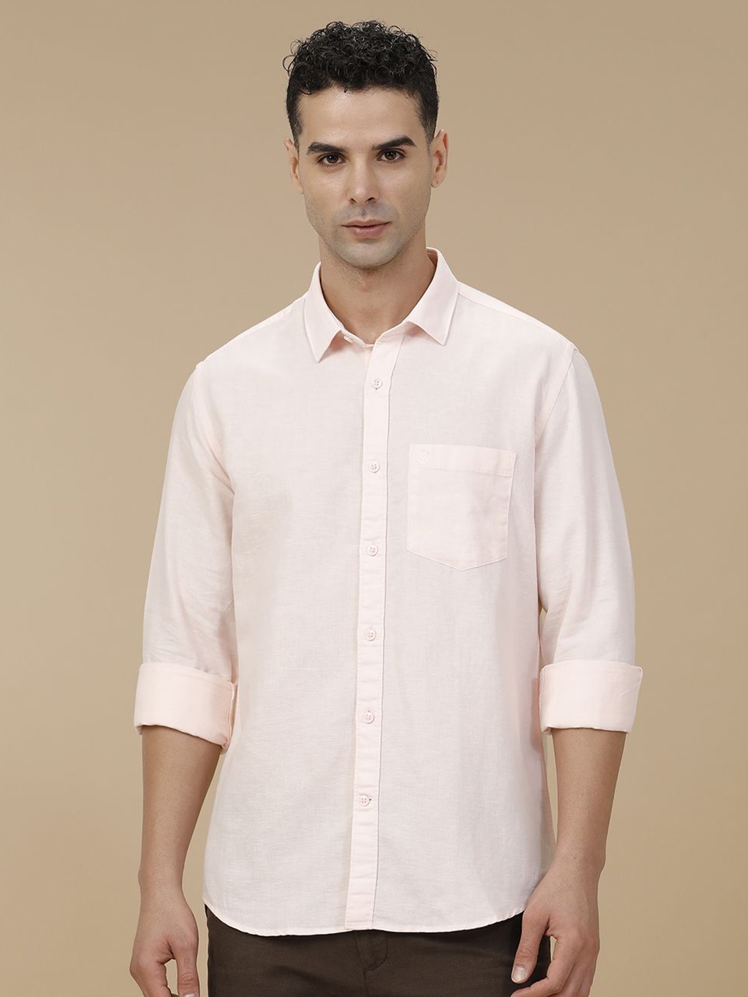 

Linen Club Contemporary Slim Fit Linen Cotton Casual Shirt, Pink