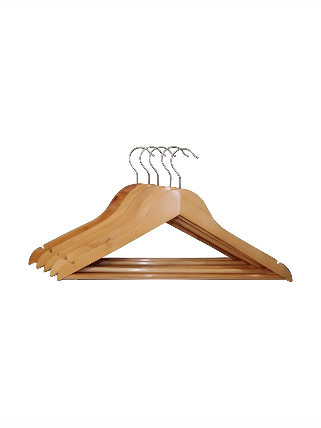 

SuperGeneriX Beige 5 Pieces Wooden Clothes Open Ended Hangers
