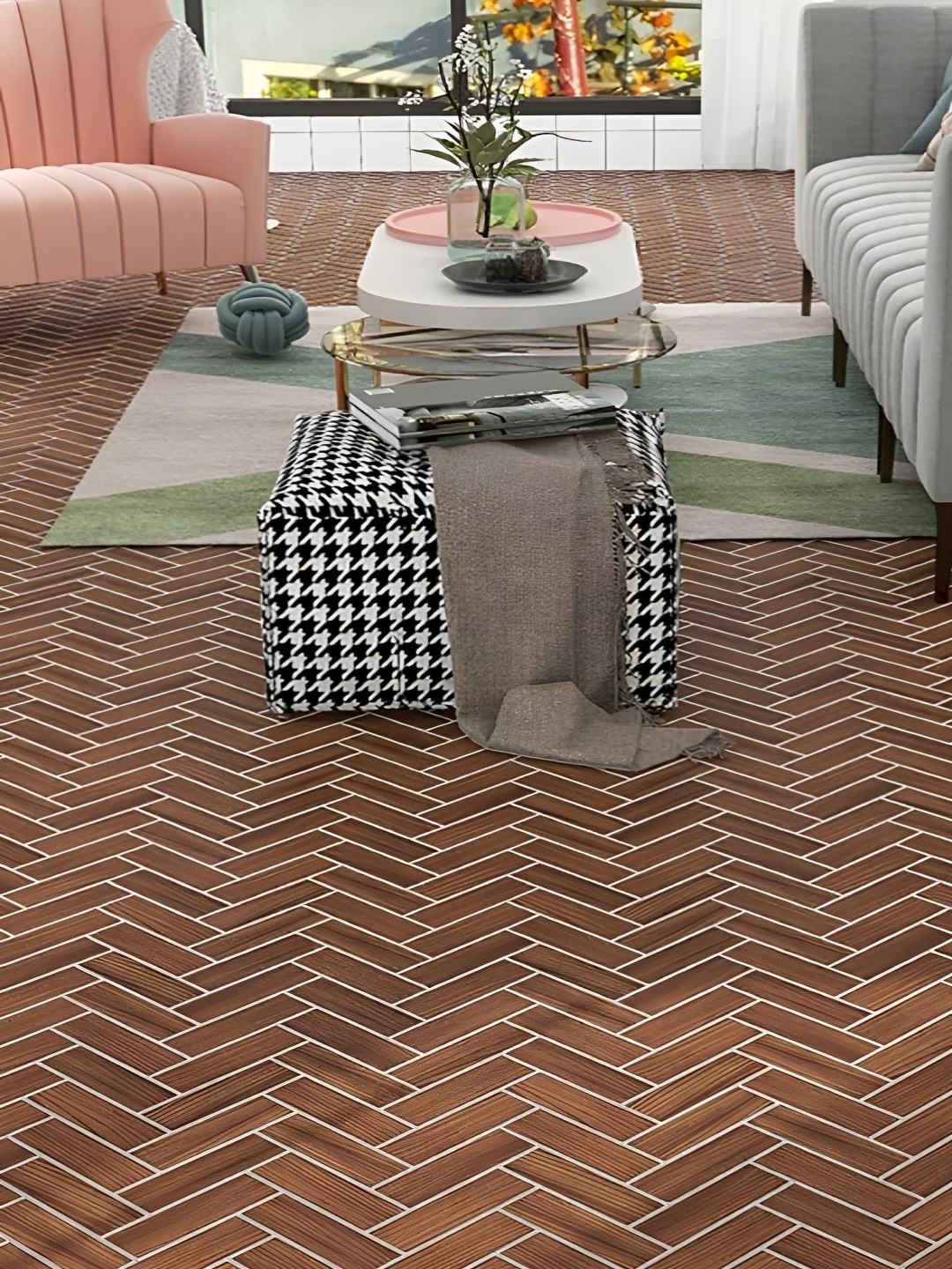 

Asian royal Brown & White Printed Waterproof Wallpaper
