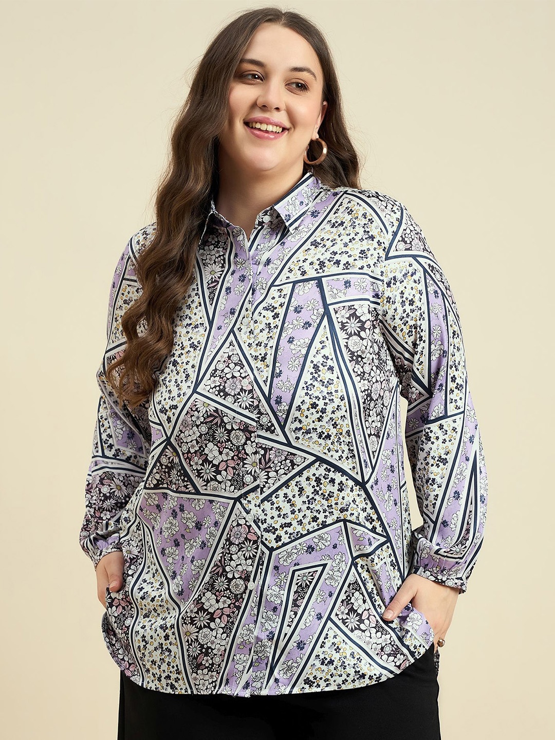 

DressBerry Curve Women Comfort Opaque Printed Casual Shirt, Purple