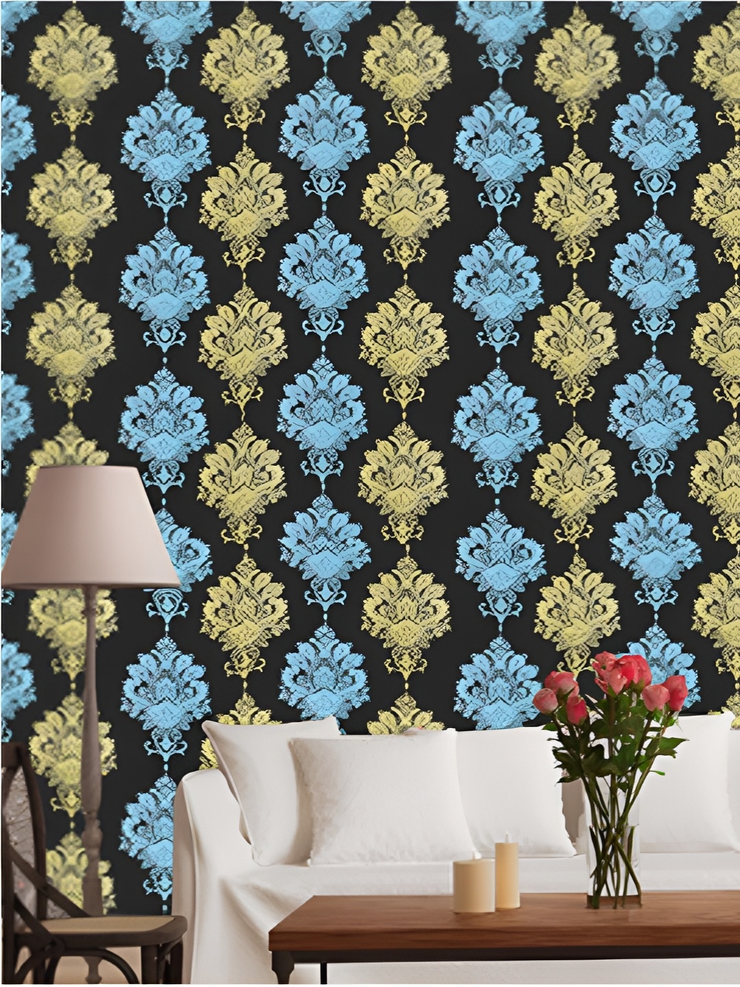 

Asian royal Blue & Yellow Printed Self-Adhesive Waterproof Wallpaper