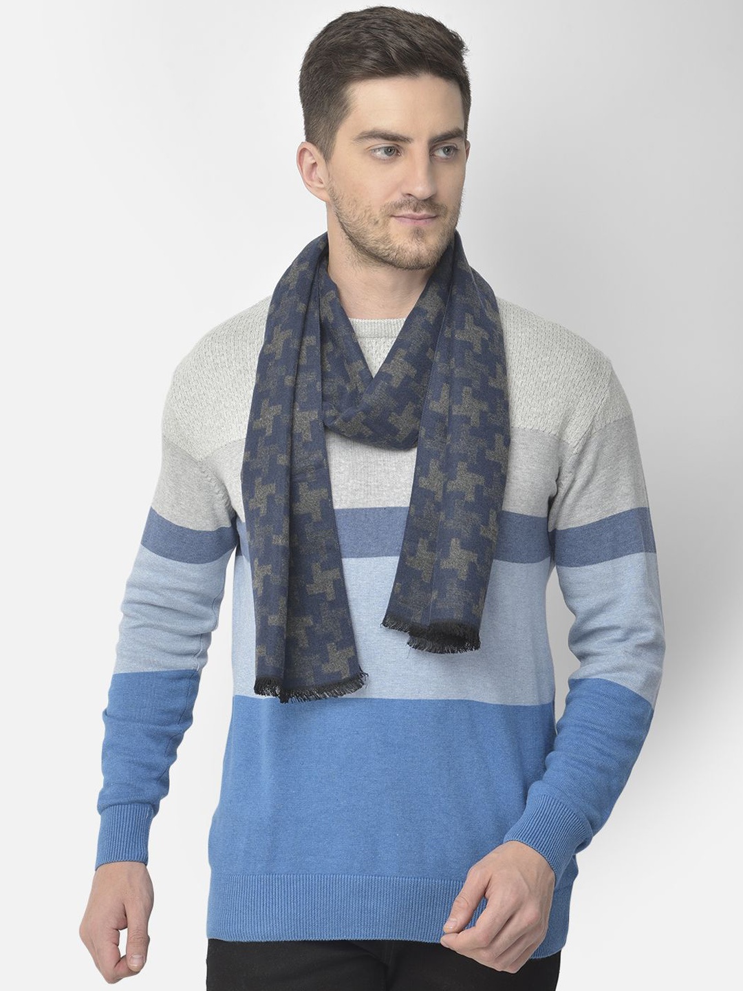 

Cazzano Men Patterned Mufflers, Blue