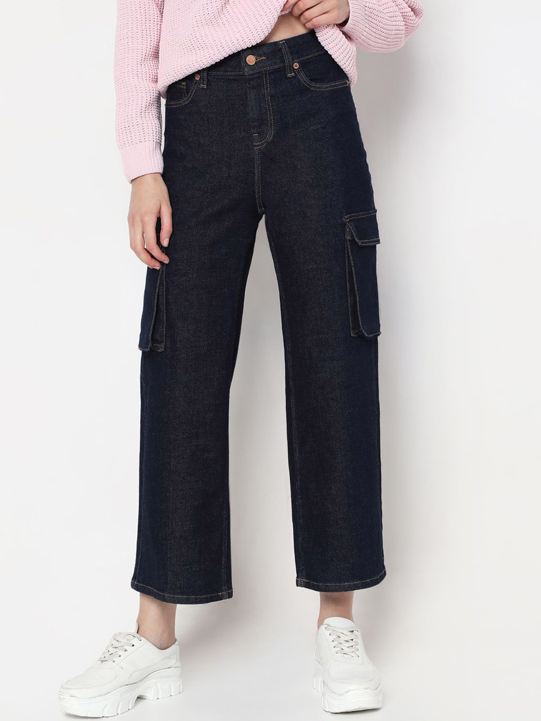 

Vero Moda Women Wide Leg High-Rise Stretchable Jeans, Blue