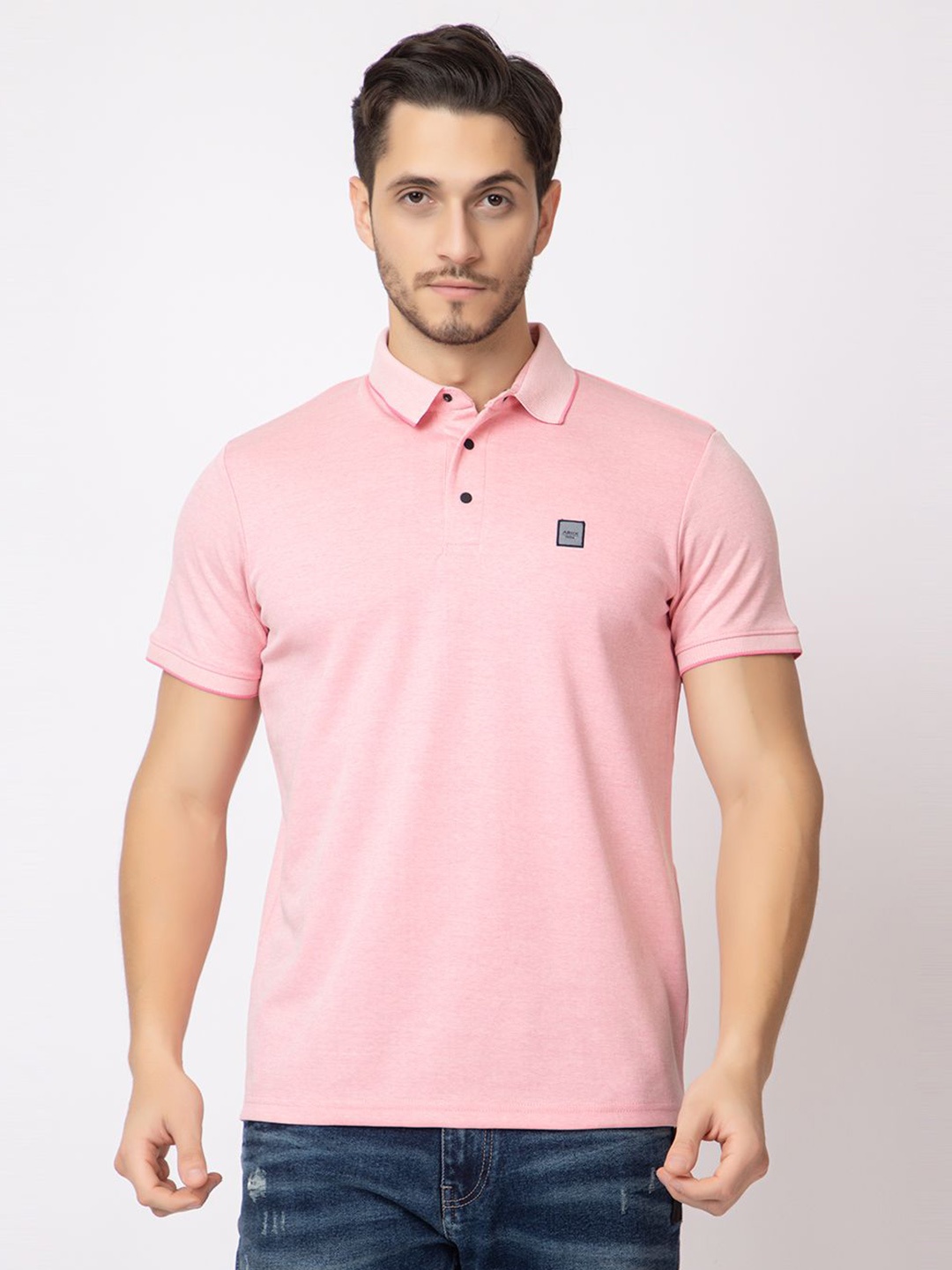 

ARIIX Men Solid Polo Collar Cotton T-shirt, Pink