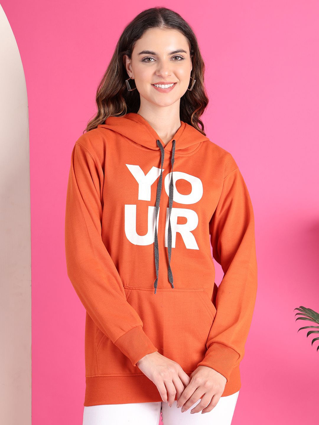 

MACK JONNEY Women Printed Sweatshirt, Orange