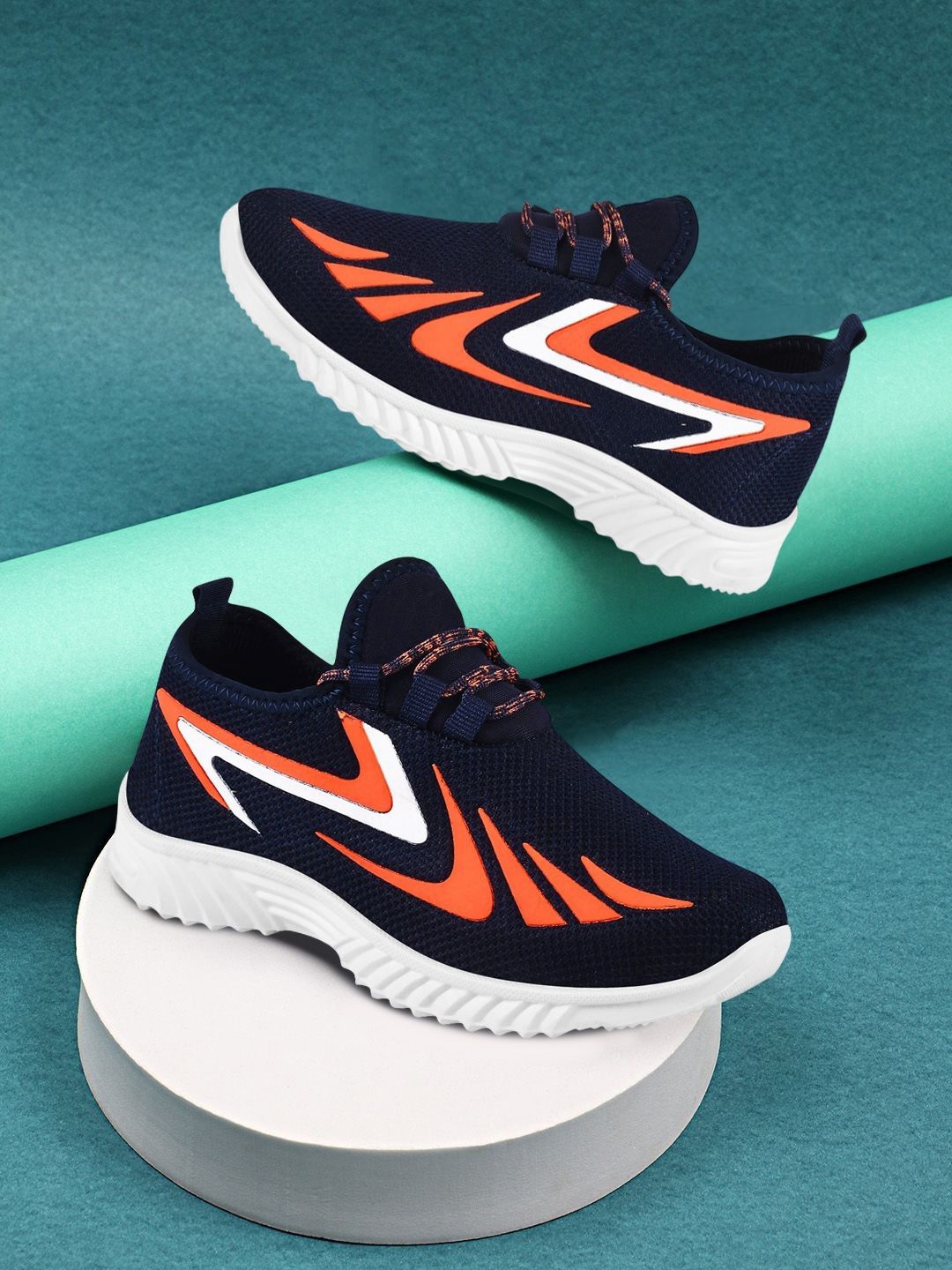 

SPRENGE Boys Colourblocked Lace-Ups Round Toe Sneakers, Navy blue