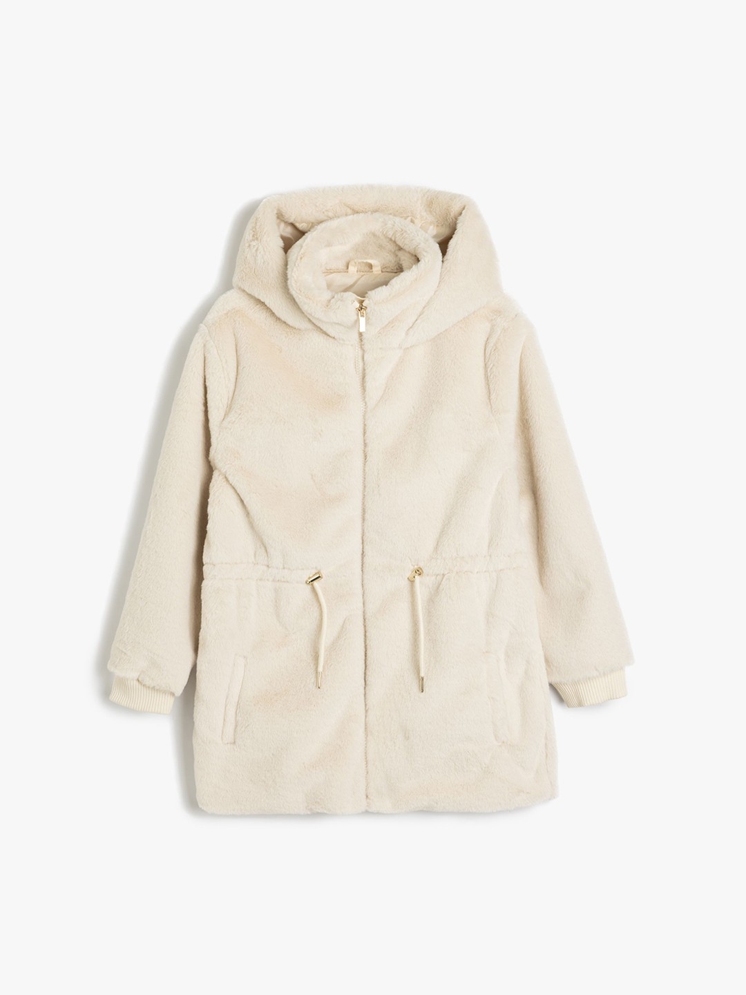 

Koton Girls Long Sleeve Hooded Jacket, Beige
