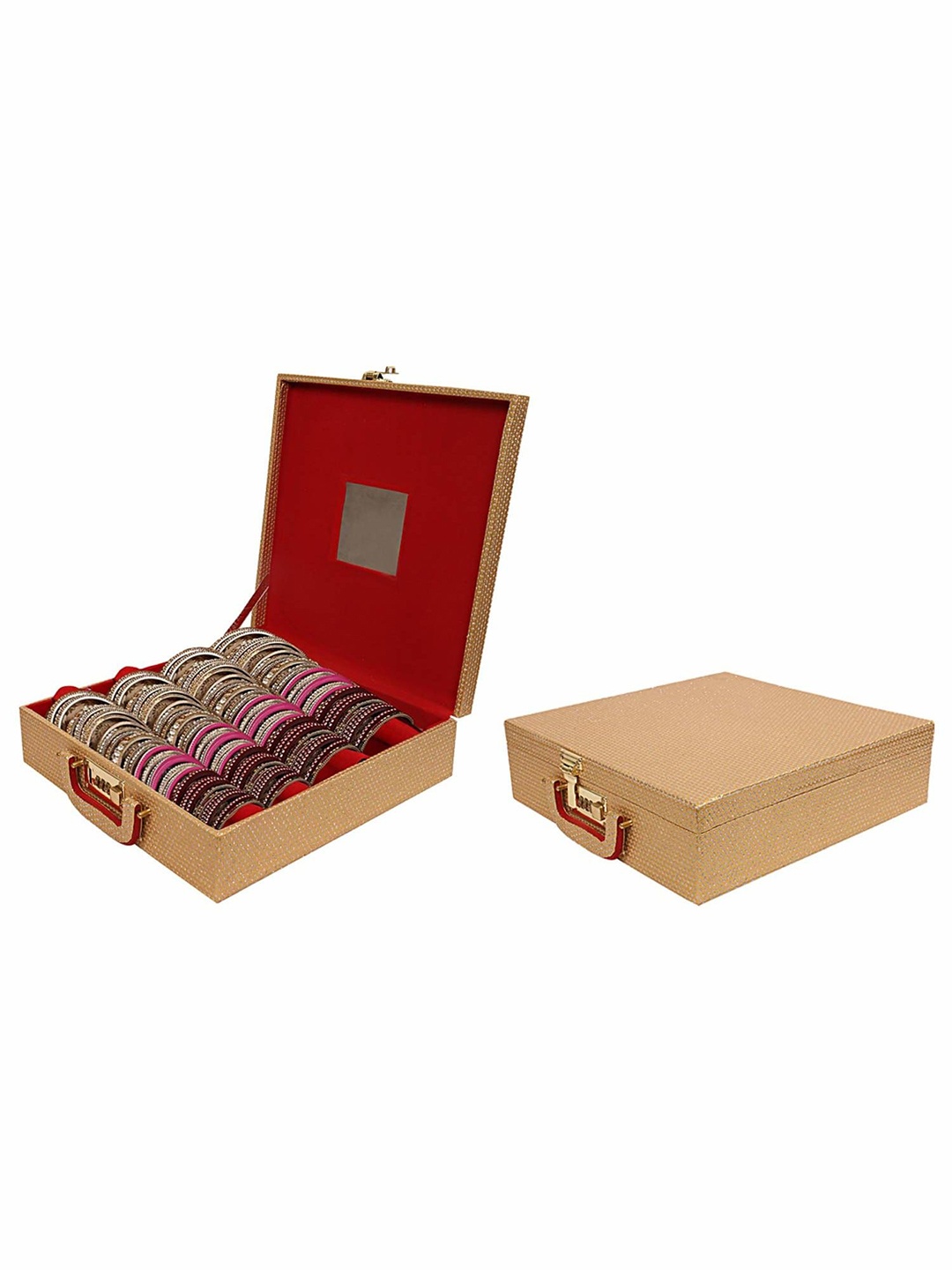 

Kuber Industries Gold-Toned 2 Pieces Wooden Bangle Storage Box