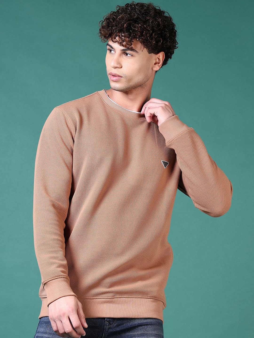 

V-Mart Men Round Neck Pullover Sweatshirt, Brown