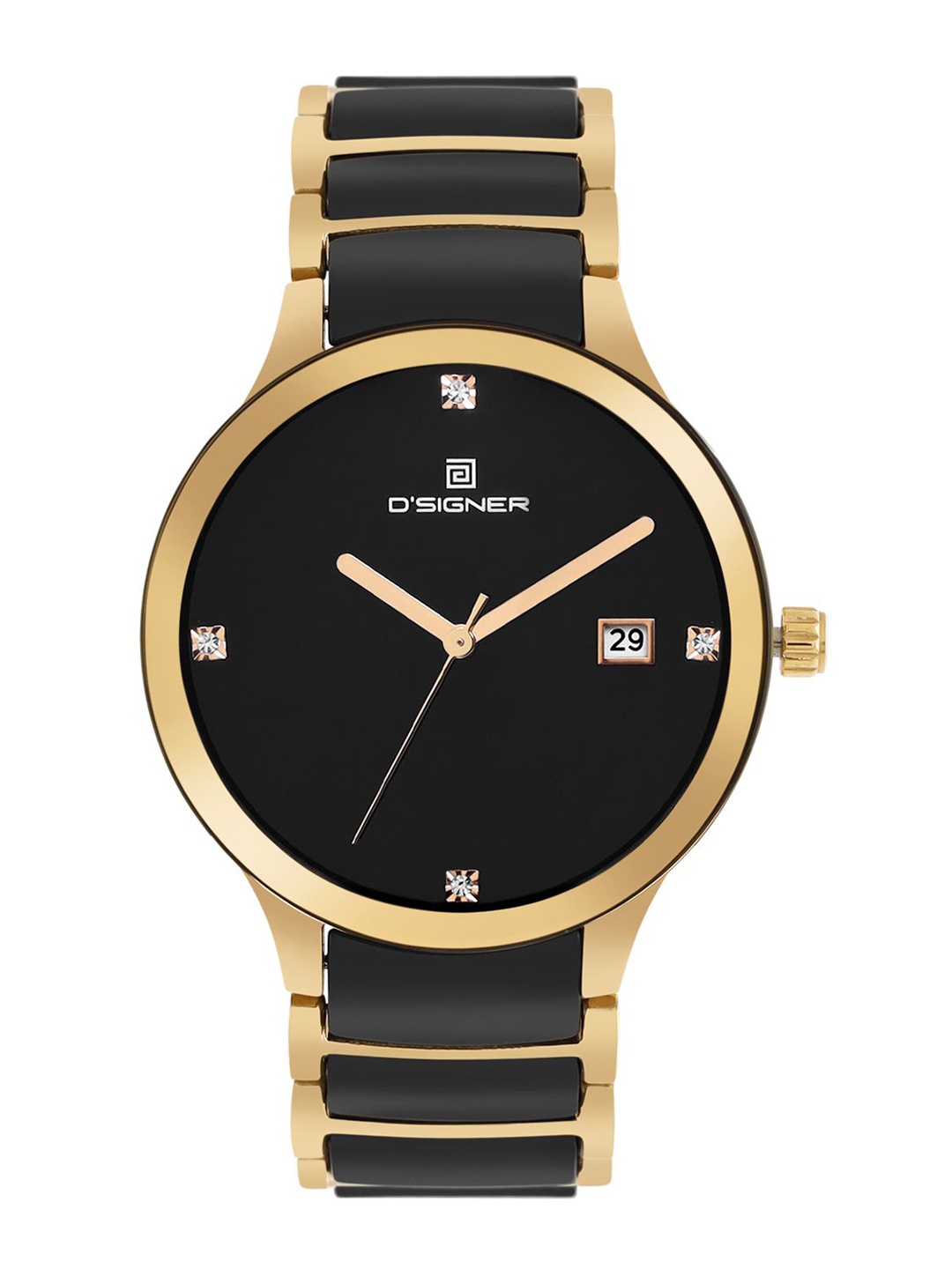 

Dsigner Men Brass Printed Dial & Bracelet Style Straps Analogue Watch 746GBCRM.3G, Black