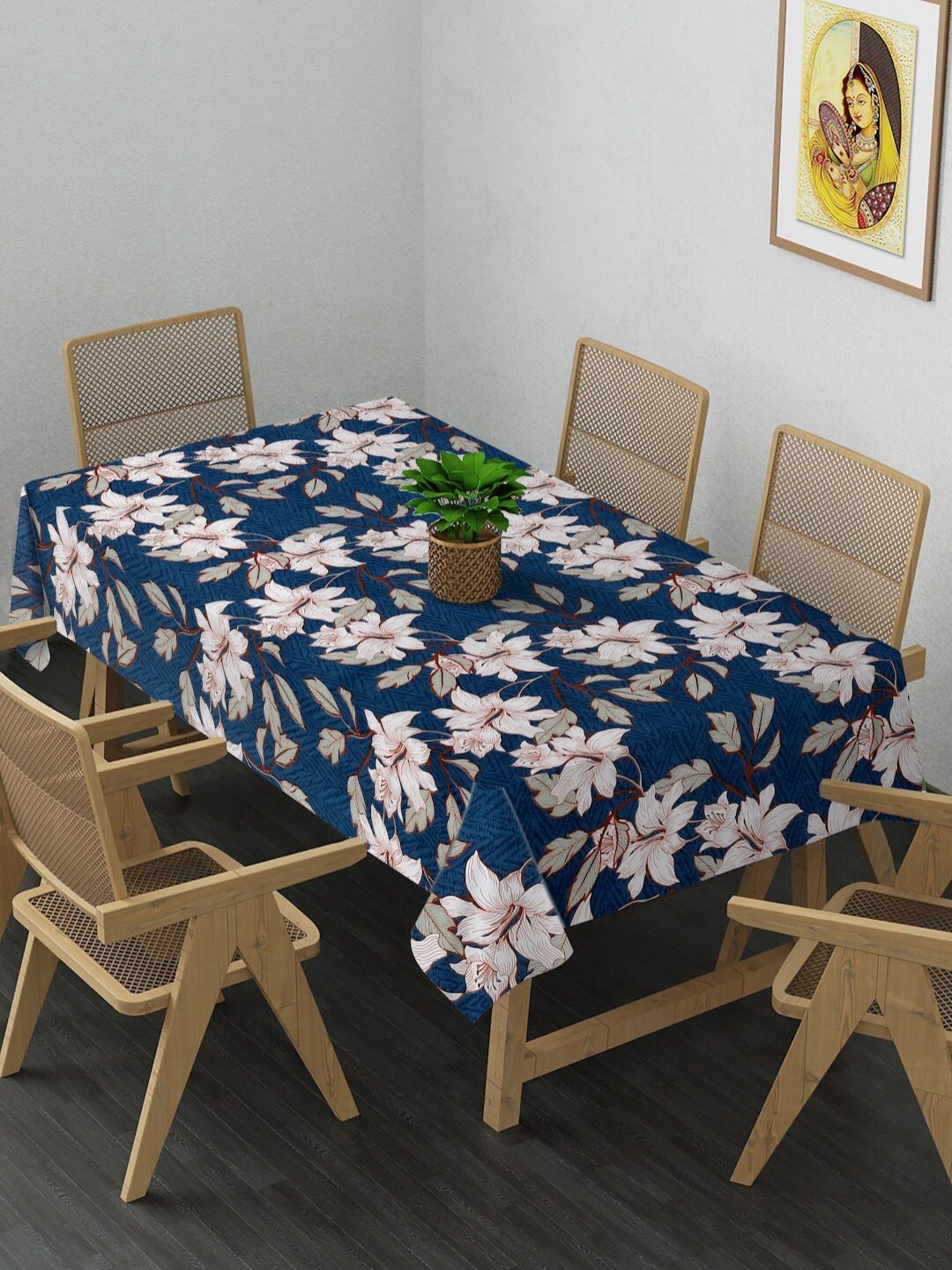 

Arrabi Blue & White Floral Printed 8-Seater Table Cover