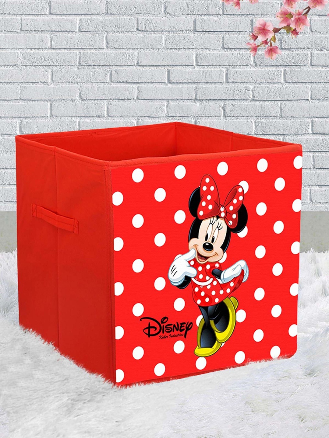 

Kuber Industries Red 3 Pieces Disney Minnie Printed Foldable Storage Box